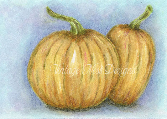 Digital Print Pumpkins No.5 Watercolor Painting Instant Download