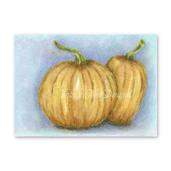 Digital Print Pumpkins No.5 Watercolor Painting Instant Download