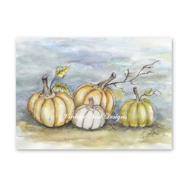 Digital Prints Pumpkins No.7:1 Watercolor Painting Instant Download