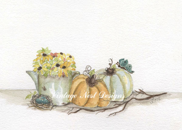 Digital Prints Pumpkins No.8 Watercolor Painting Instant Download