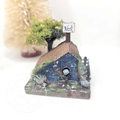 Miniature Putz Bird House No.40 Handmade Home Decor Diorama Shadow Box