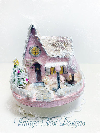 Miniature Christmas House No.3 Handmade Dollhouse Shadow Box Diorama Room