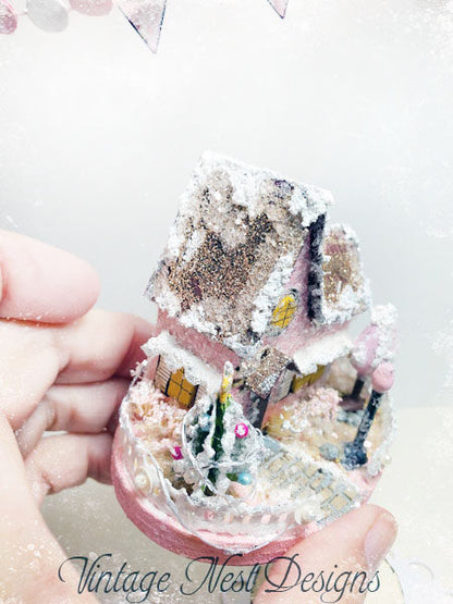Miniature Christmas House No.3 Handmade Dollhouse Shadow Box Diorama Room