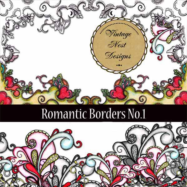 Digital Scrapbooking Romantic Borders No.1 Instant Download