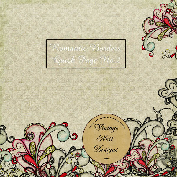 Pages rapides "Borders Romantiques" N°1 Imprimé numérique Scrapbooking