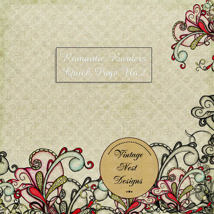Pages rapides "Borders Romantiques" N°1 Imprimé numérique Scrapbooking