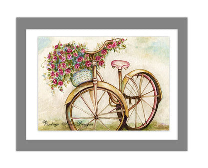 Digital Prints Roses Bicycle No.1 Watercolor Painting Instant Download