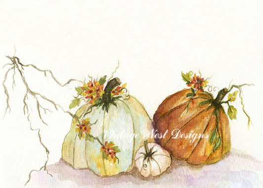 Digital Prints Rugged Pumpkins No.1 Watercolor Painting Instant Download