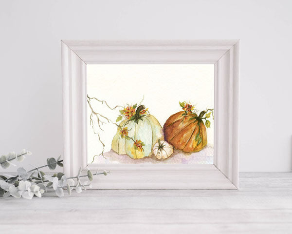 Digital Prints Rugged Pumpkins No.1 Watercolor Painting Instant Download