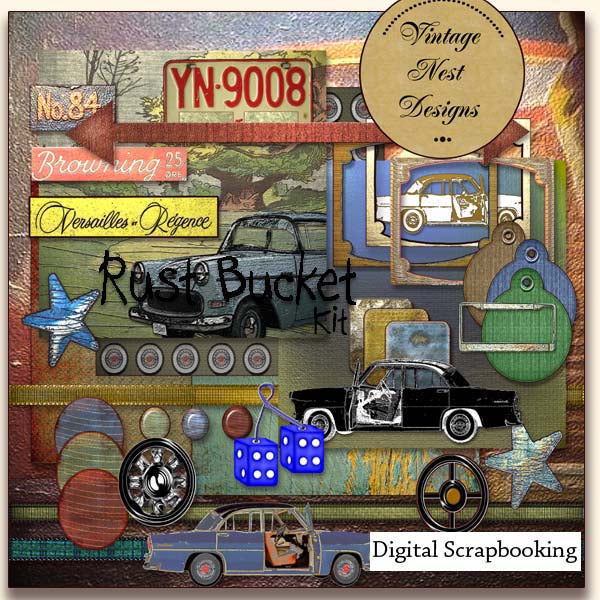 Digital Scrapbooking Rust Bucket Kit Scrapbooking Instant Download