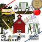 Écoles dans les impressions numériques de kits, illustrations de scrapbooking