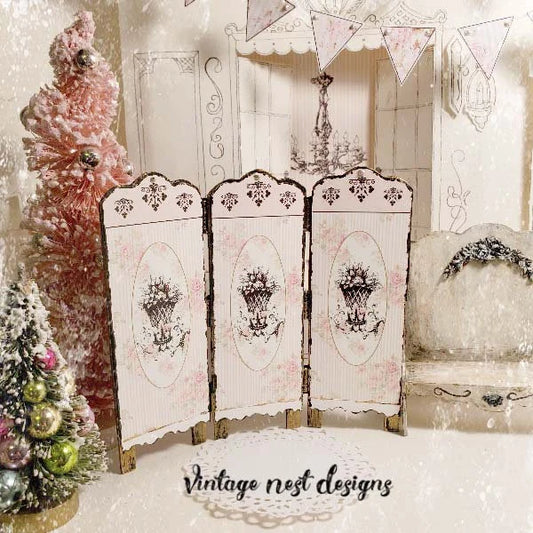 Miniature Dressing Screen No.1 Handmade for Dollhouse