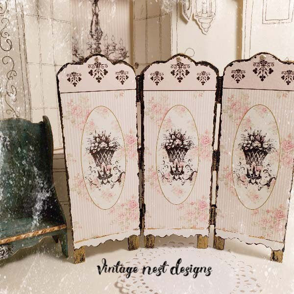 Miniature Dressing Screen No.1 Handmade for Dollhouse