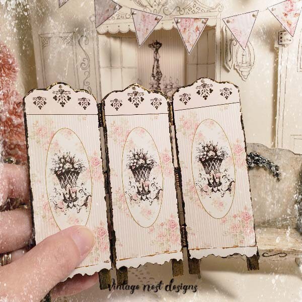 Miniature Dressing Screen No.1 Handmade for Dollhouse