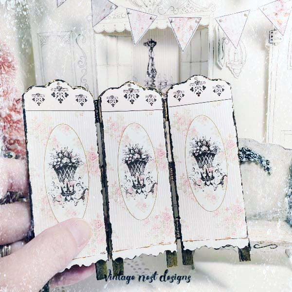 Miniature Dressing Screen No.2 Handmade for Dollhouse