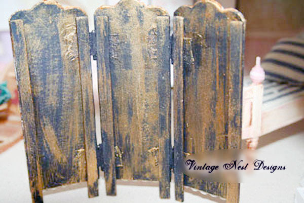 Miniature Dressing Screen No.3 Handmade for Dollhouse