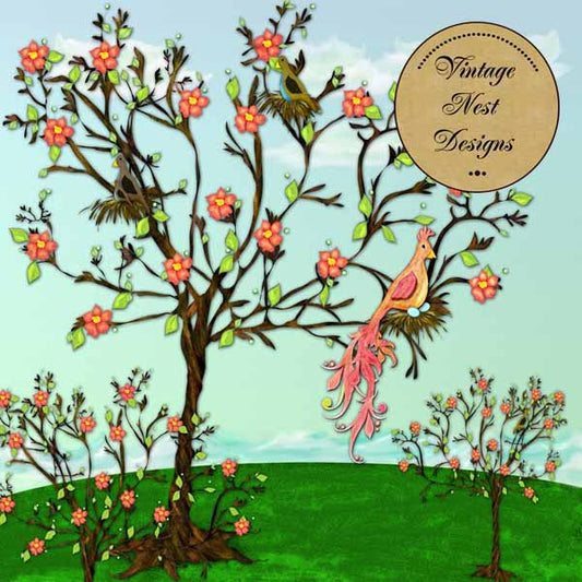 Digital Scrapbooking Sea Birds Quick Page No.1 Instant Download