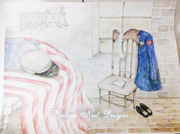 Digital Print Semper Fi No.1 Watercolor Instant Download
