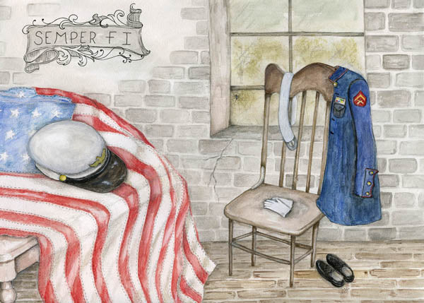 Digital Print Semper Fi No.1 Watercolor Instant Download
