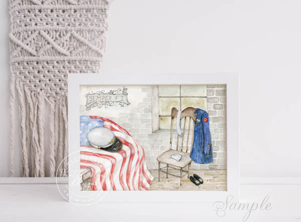 Digital Print Semper Fi No.1 Watercolor Instant Download