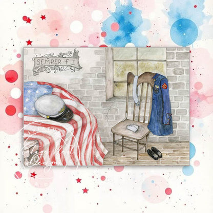 Digital Print Semper Fi No.1 Watercolor Instant Download