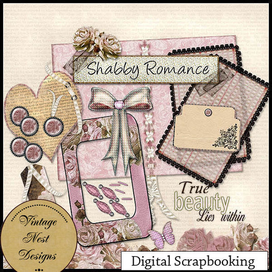 Schäbig-Romantisches Scrapbooking-Set Illustration