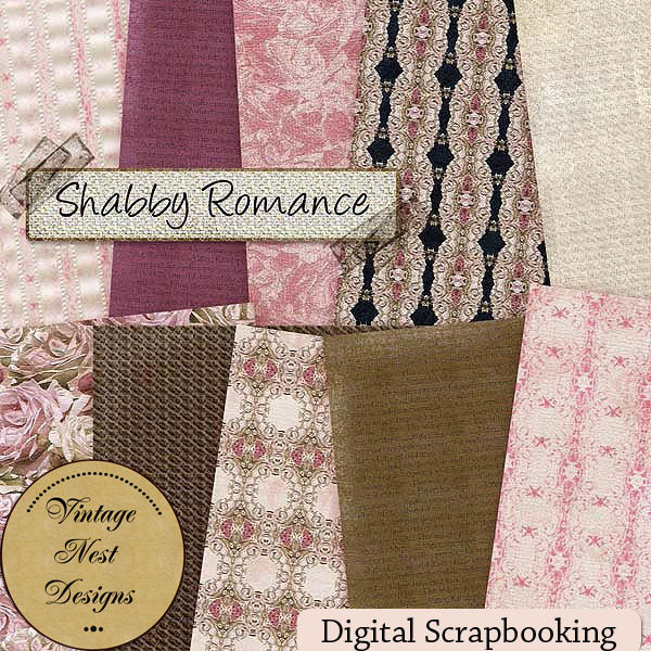 Digital Scrapbooking Shabby Romance Kit Instant Download