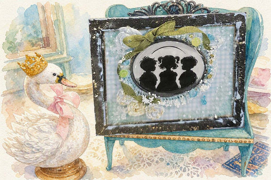 Miniature Silhouette No. 12, Dollhouse Wall Decor, Shadow Box Diorama Art, Tiny Vintage Artwork, Handmade Miniature Decor