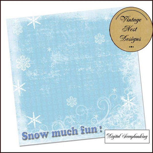 Page rapide « Tellement amusant dans la neige » n°1 Scrapbooking numérique imprimable