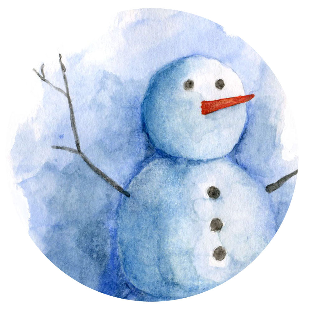 Digital Print Snowman No.1 Watercolor Painting Instant Download