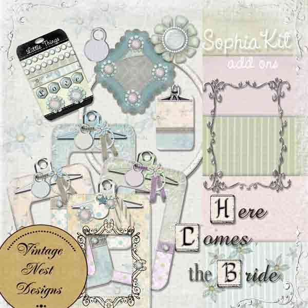 Digital Scrapbooking Sophia Add On Kit Instant Download