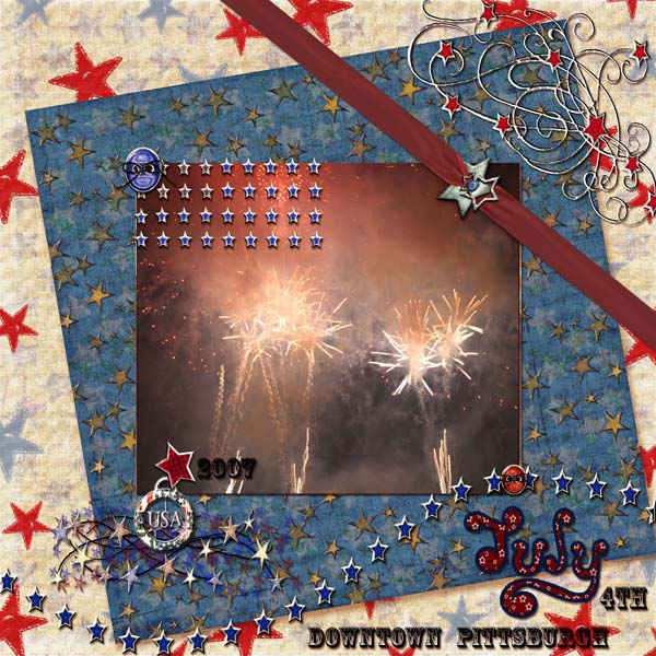 Digital Scrapbooking Starz & Stripes Kit Instant Download