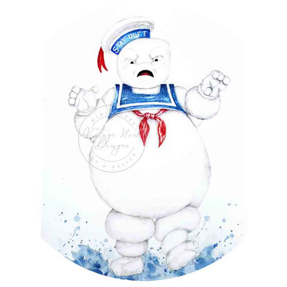 Digital Print Stay Puft No.1 Watercolor Painting Instant Download
