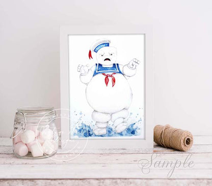 Digital Print Stay Puft No.1 Watercolor Painting Instant Download