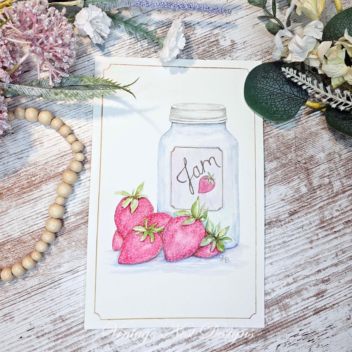 Strawberry Jam Fine Art Original Watercolor Painting