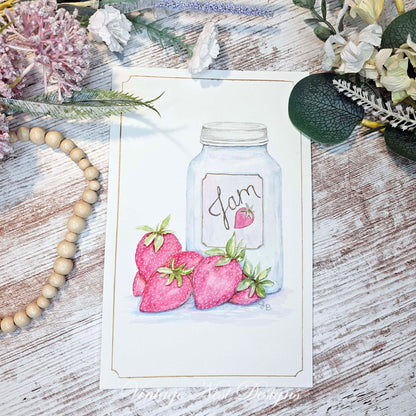 Strawberry Jam Fine Art Original Watercolor Painting