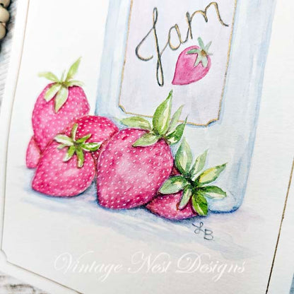 Strawberry Jam Fine Art Original Watercolor Painting