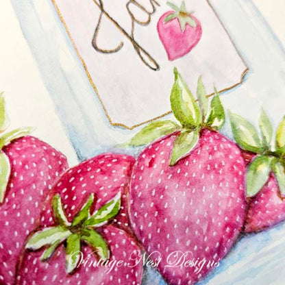 Strawberry Jam Fine Art Original Watercolor Painting