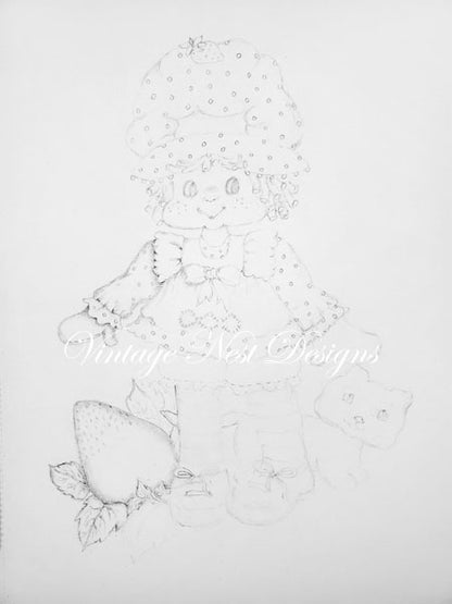 Digital Print Strawberry Shortcake No.1 Watercolor Instant Download