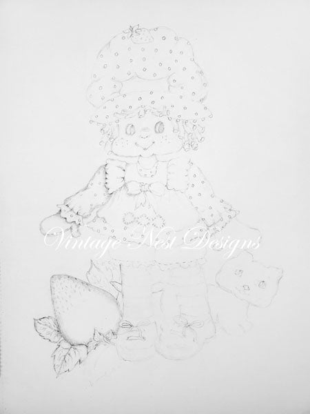 Digital Print Strawberry Shortcake No.1 Watercolor Instant Download