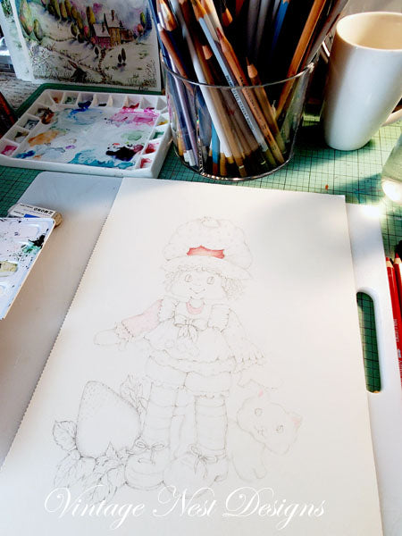 Digital Print Strawberry Shortcake No.1 Watercolor Instant Download