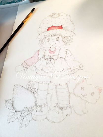 Digital Print Strawberry Shortcake No.1 Watercolor Instant Download