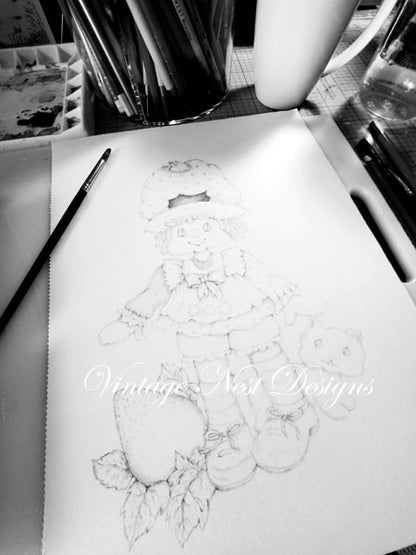 Digital Print Strawberry Shortcake No.1 Watercolor Instant Download