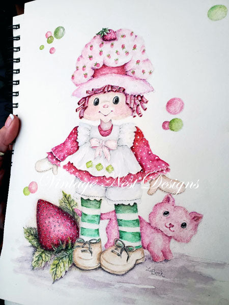 Digital Print Strawberry Shortcake No.1 Watercolor Instant Download