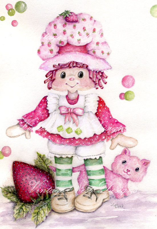 Digital Print Strawberry Shortcake No.1 Watercolor Instant Download