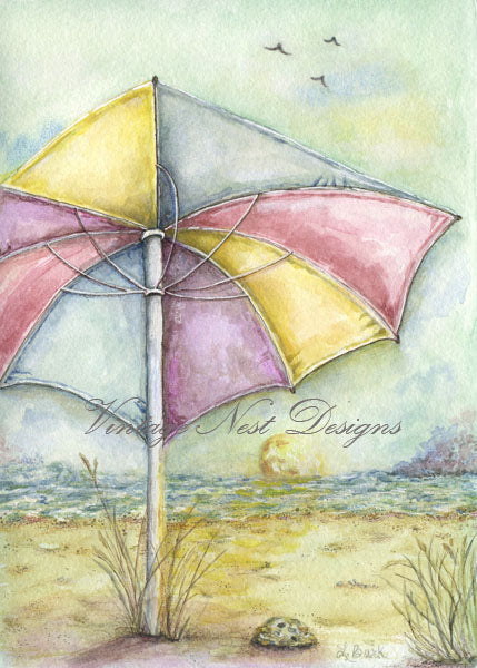 Digital Print Summer Sunset No.1 Watercolor Painting Instant Download