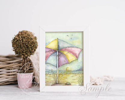 Digitaldruck Sommer-Sonnenuntergang Nr. 1 Aquarellmalerei