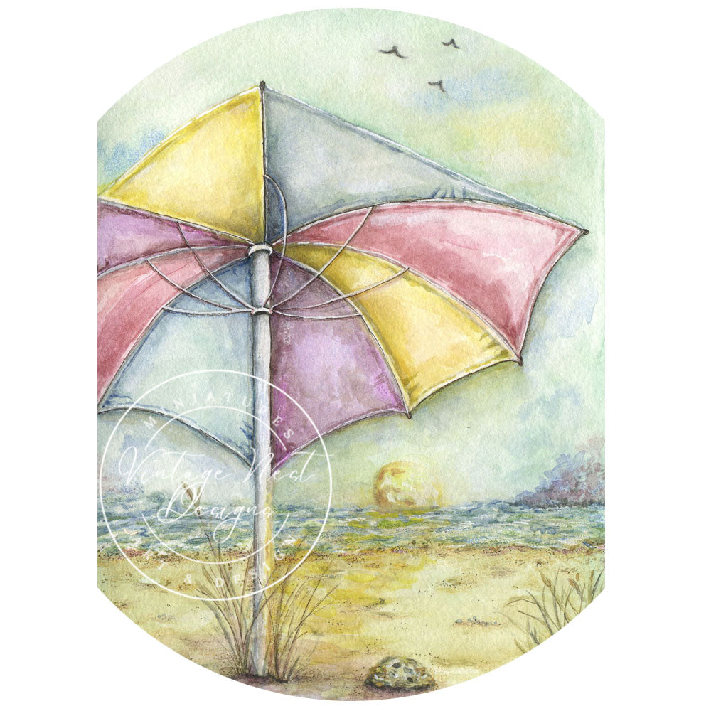 Digitaldruck Sommer-Sonnenuntergang Nr. 1 Aquarellmalerei