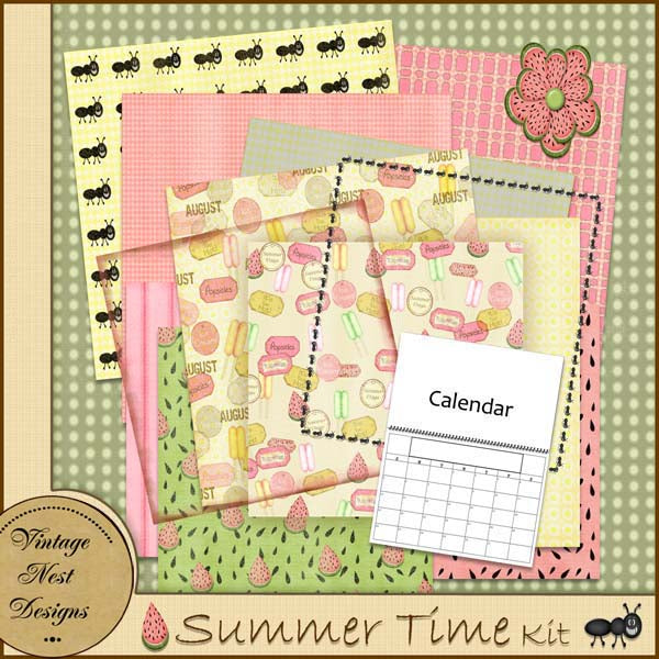 Digital Scrapbooking Summer Time Kit Scrapbooking Illustration