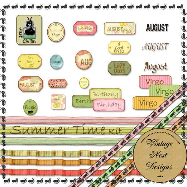 Digital Scrapbooking Summer Time Kit Scrapbooking Illustration